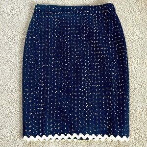 J Crew No. 2 Pencil Skirt in Navy Spotted Tweed Women’s 8